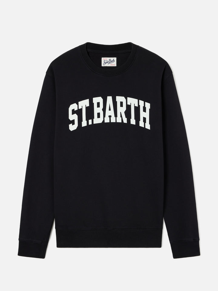Felpa Soho nera in cotone con stampa St. Barth
