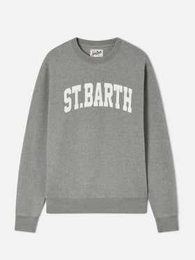 Sudadera de cuello redondo Soho en algodón gris con estampado St. Barth 
