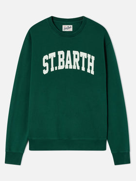 Soho Sweatshirt mit Rundhalsausschnitt aus grünem Baumwollstoff mit St. Barth-Print 