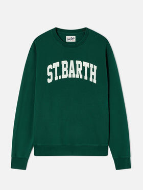 Soho crewneck sweatshirt in green cotton with St. Barth print