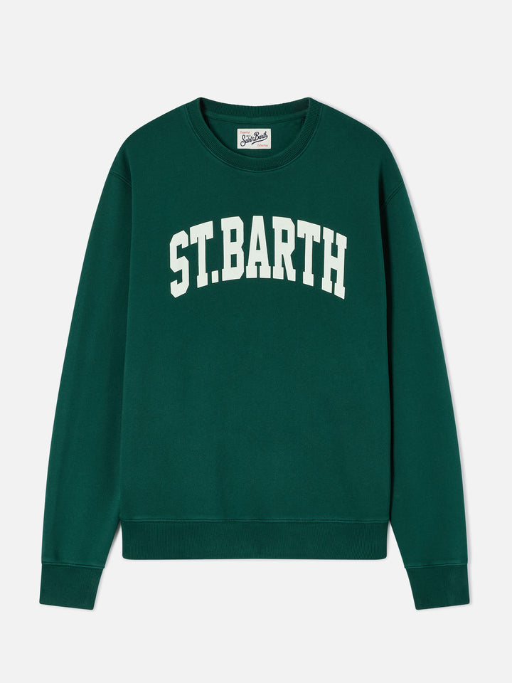 Felpa Soho verde in cotone con stampa St. Barth
