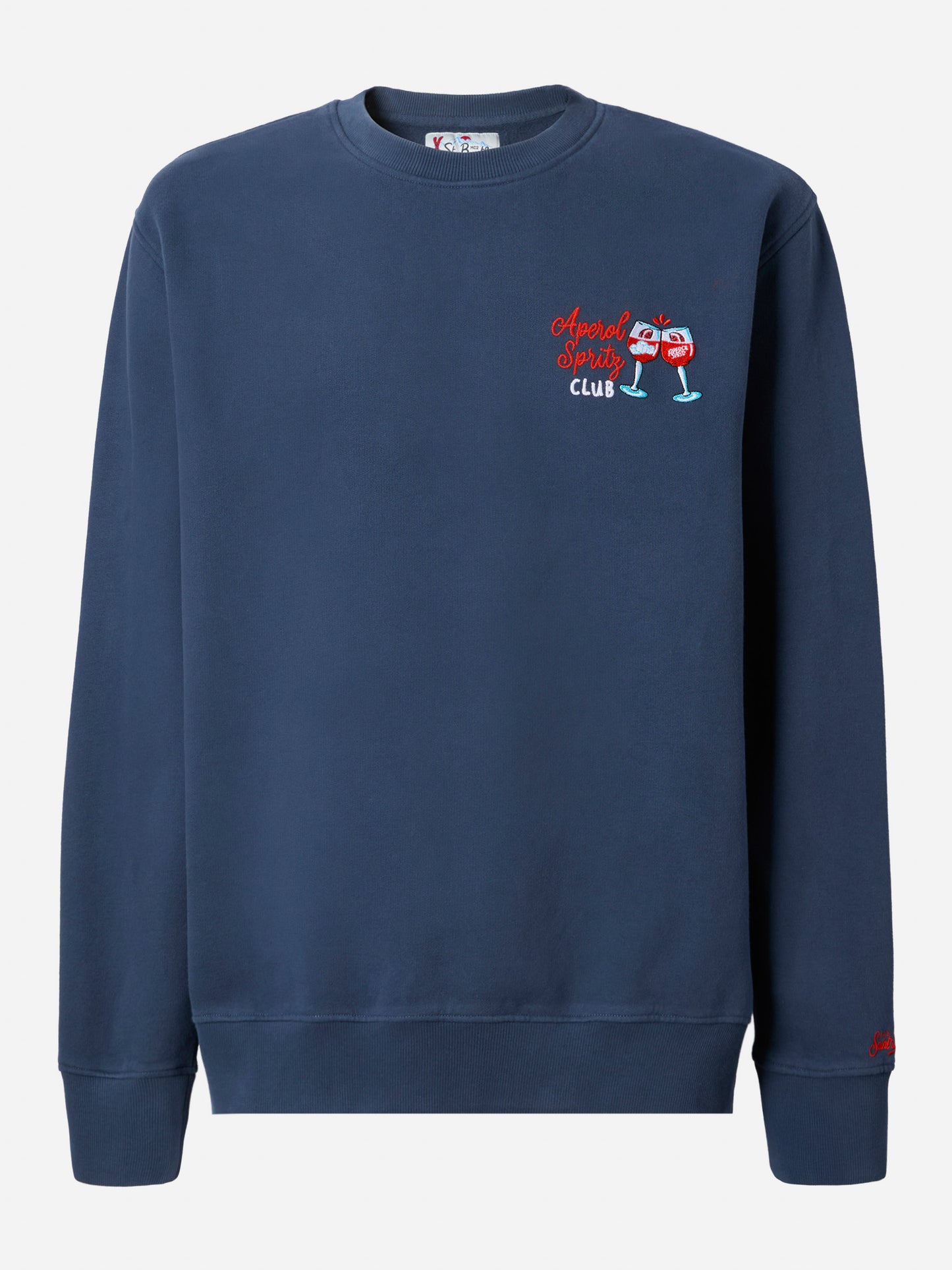 Soho Baumwoll-Sweatshirt in Navyblau mit Aperol-Spritz-Stickerei 