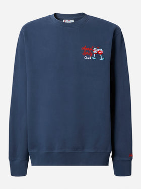 Soho Baumwoll-Sweatshirt in Navyblau mit Aperol-Spritz-Stickerei 