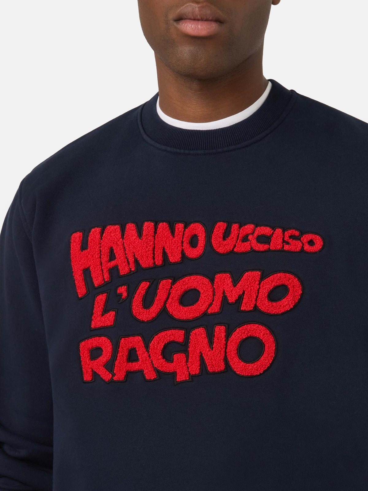 Felpa Soho blu navy in cotone con ricamo Uomo Ragno | Special edition