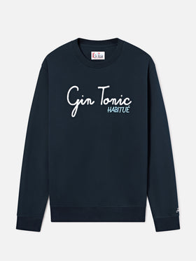 Navy blue Soho cotton sweatshirt with Gin Tonic Habitué embroidery