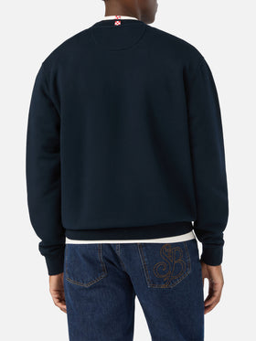 Navy blue Soho cotton sweatshirt with Gin Tonic Habitué embroidery
