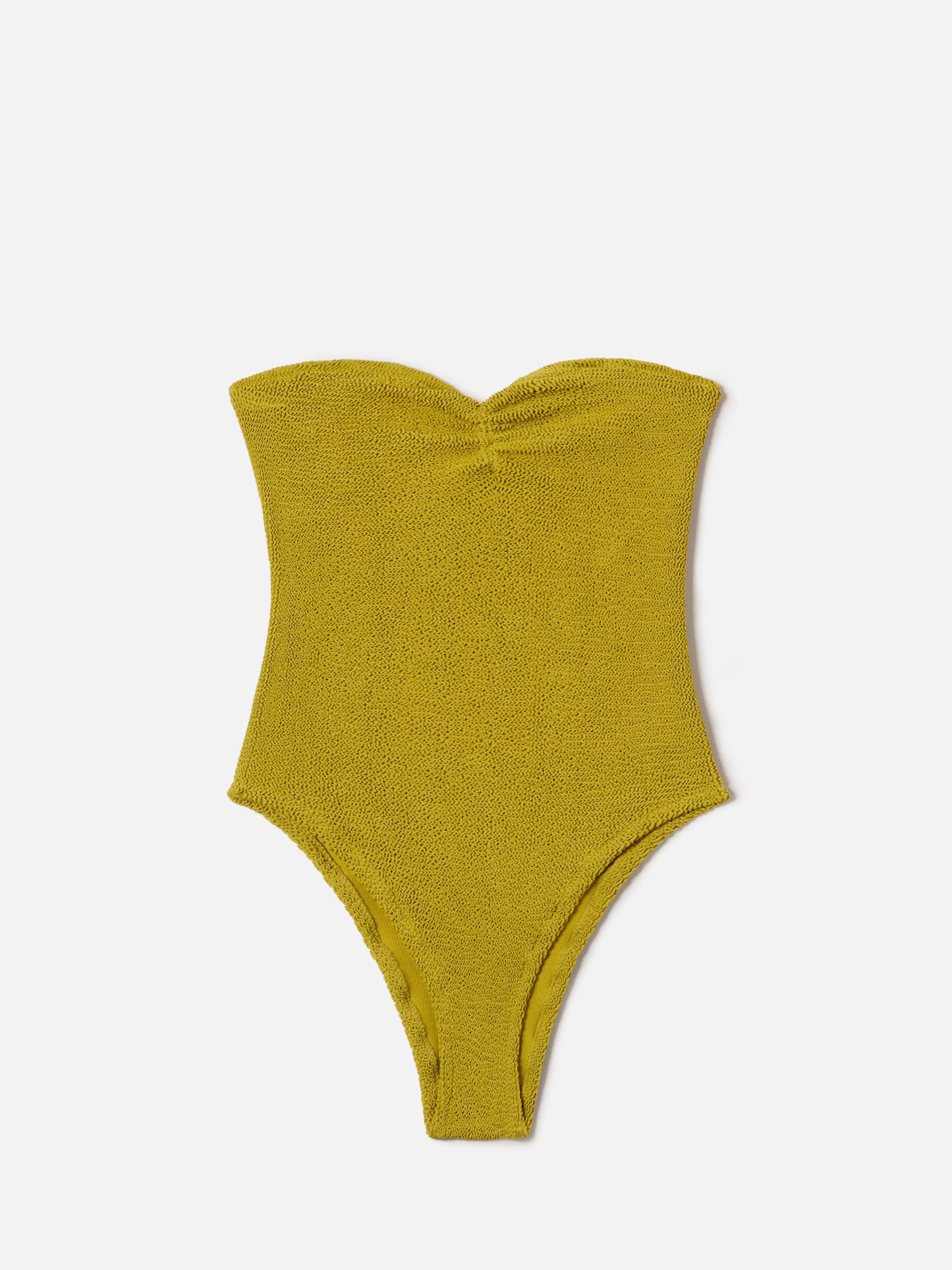 Soleil bandeau one-piece swimsuit in pistachio green crinkle fabric