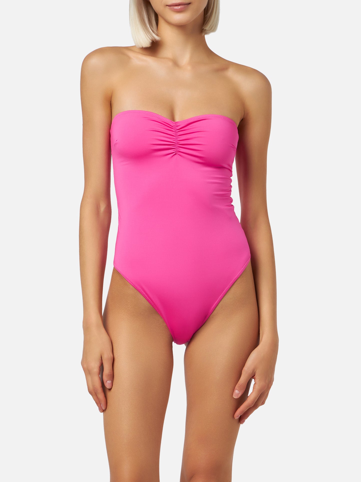 Trägerloser Badeanzug Soleil für Damen in Fuchsie