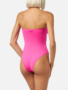 Trägerloser Badeanzug Soleil für Damen in Fuchsie