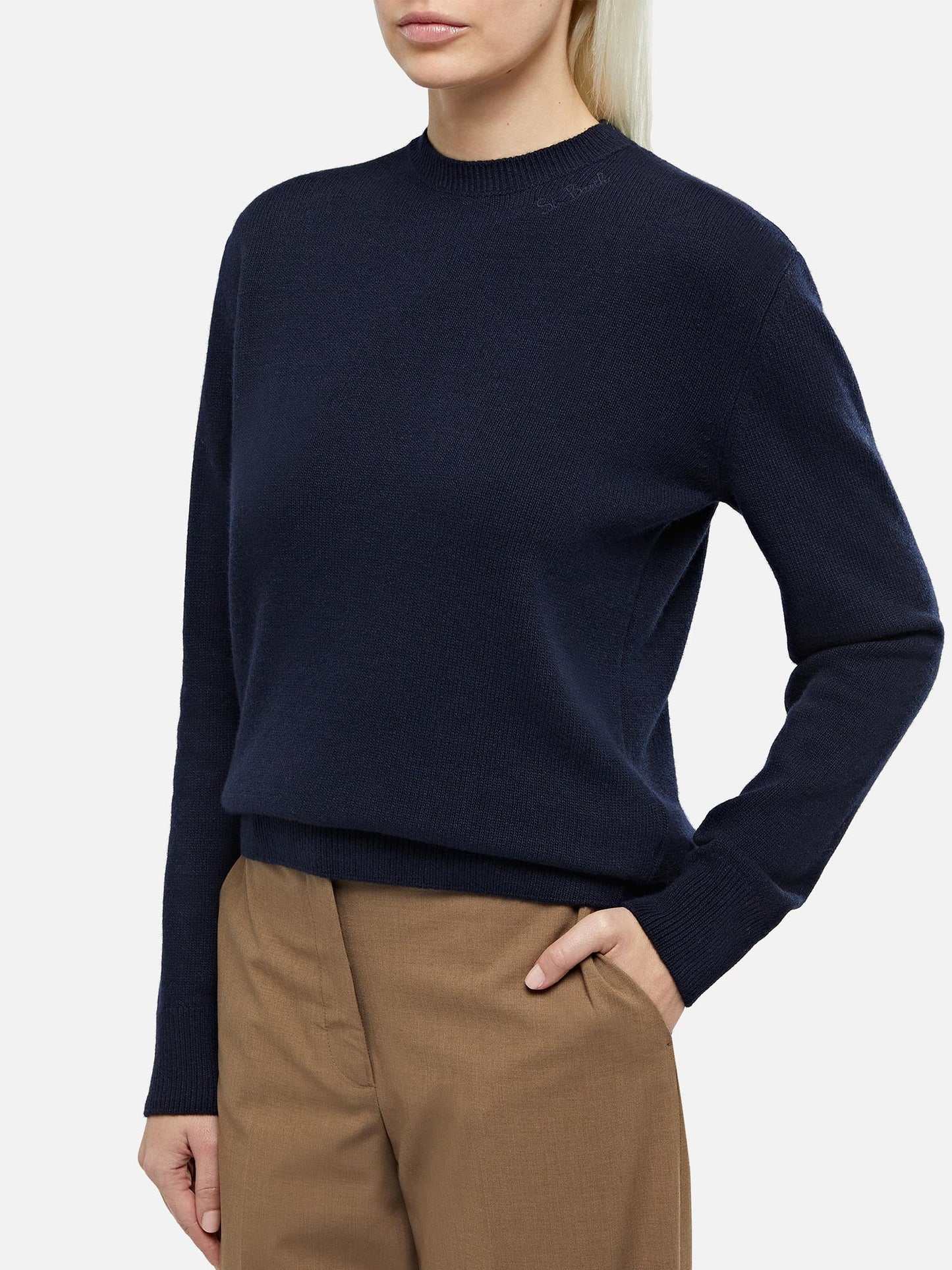 Crewneck sweater Sorbonne in navy blue BLENDED CASHMERE