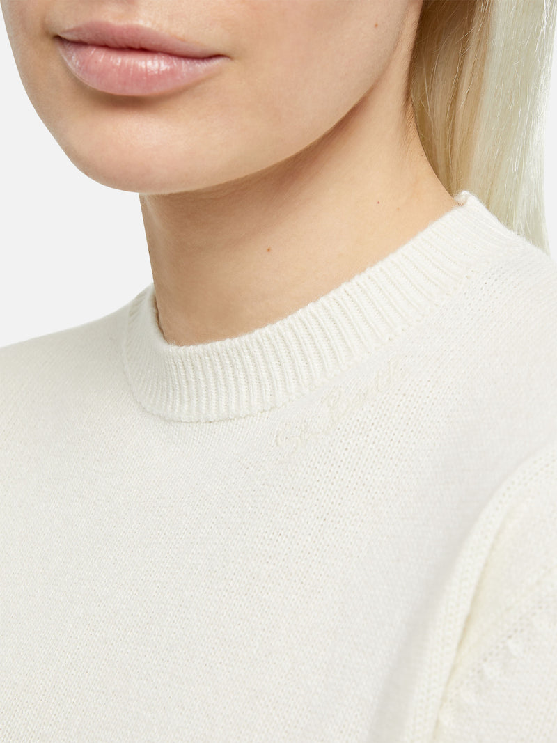 Cremeweißer Pullover Sorbonne aus Kaschmirmischung für Damen