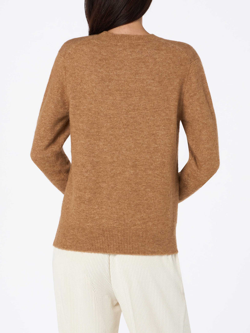 Woman stretch yarn camel sweater Sorbonne