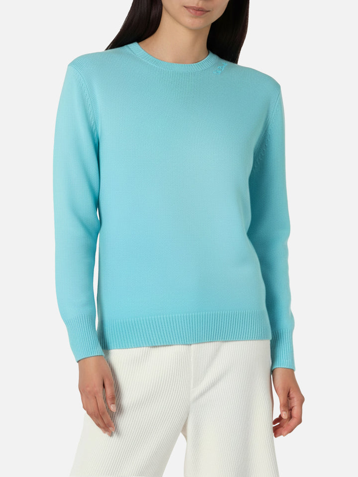 Woman water green cashmere blend sweater Sorbonne