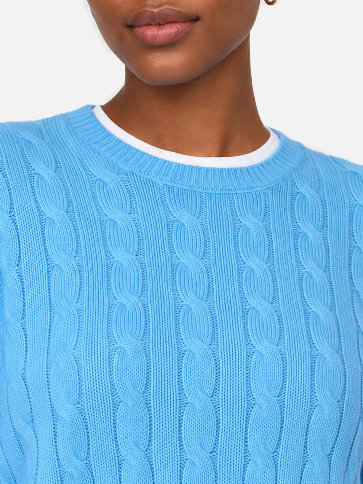 Pull Sorbonne en maille torsadée bleu poussière en mélange de cachemire 