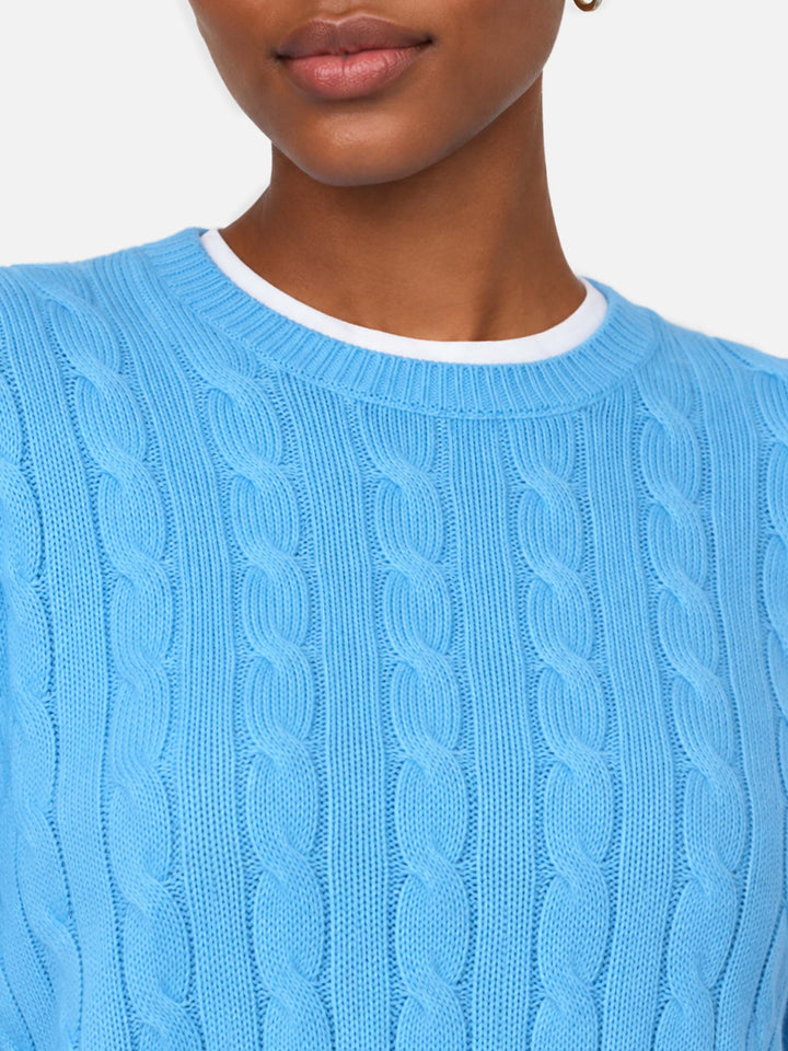 Sorbonne dusty blue cable knit cashmere blend sweater