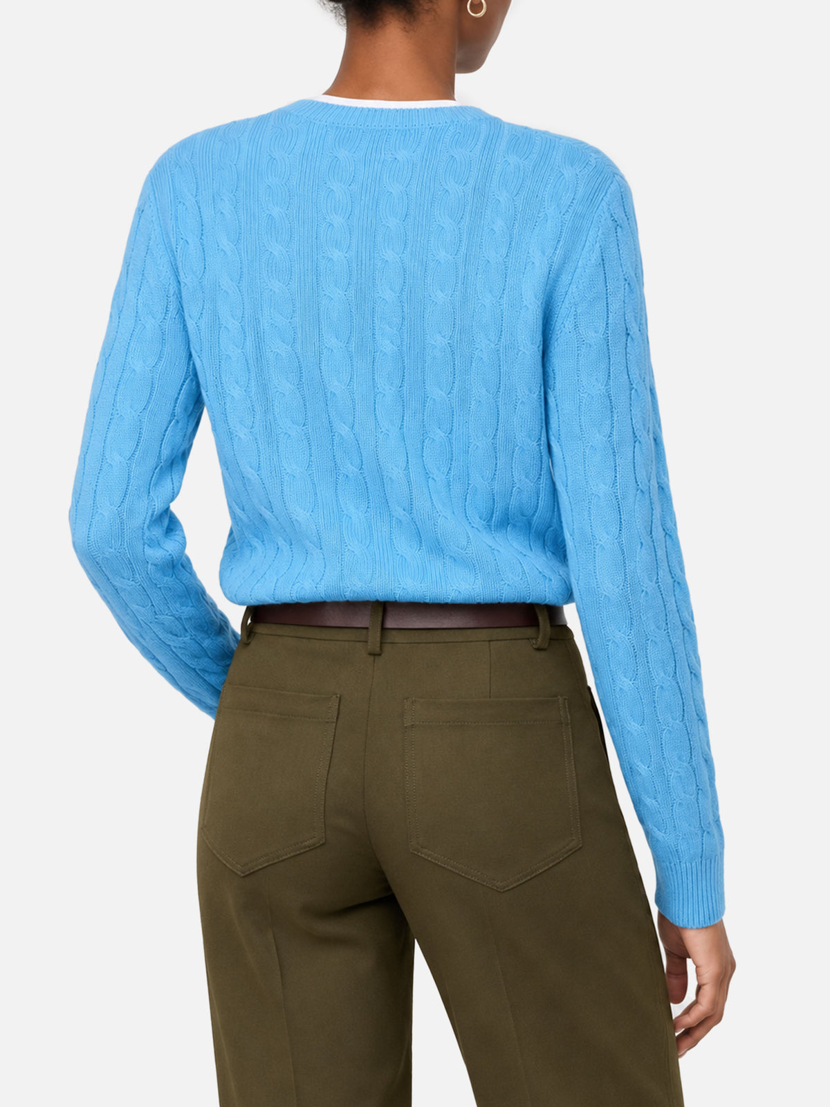 Pull Sorbonne en maille torsadée bleu poussière en mélange de cachemire 
