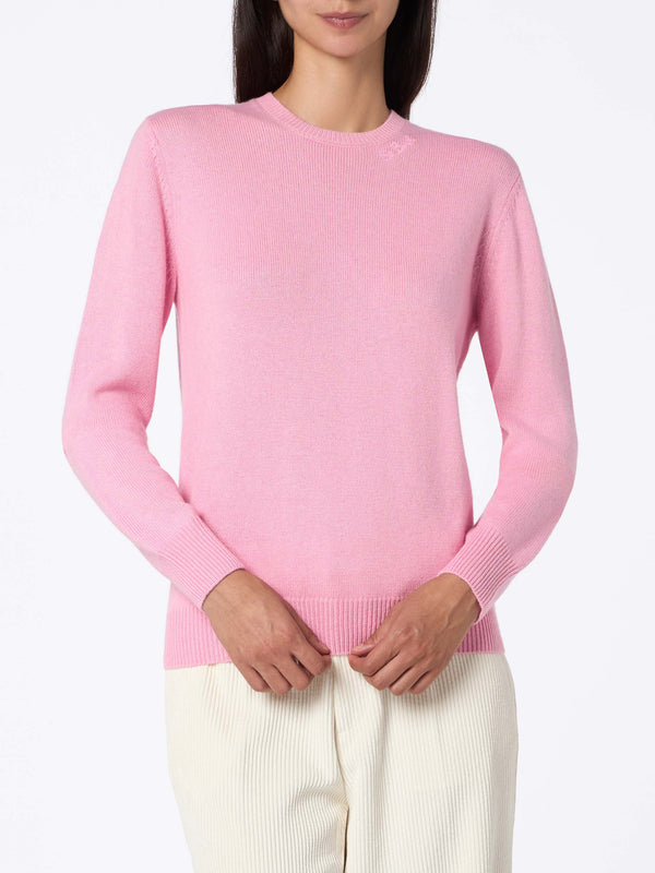 Rosa Pullover Sorbonne aus Kaschmirmischung für Damen