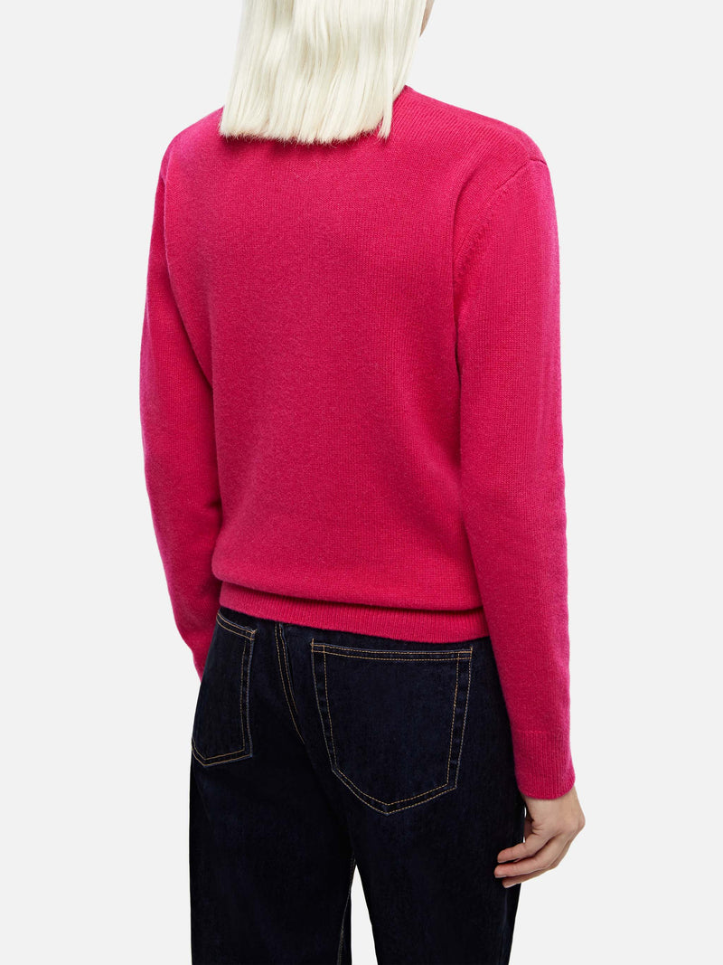 Fuchsiafarbener Pullover Sorbonne aus Kaschmirmischung für Damen