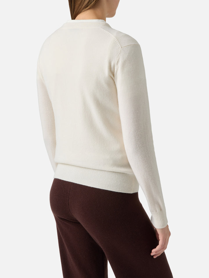 Maglione Sorbonne in 100% CASHMERE bianco