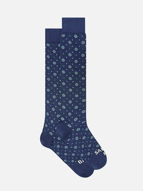 Marineblaue Socken blue mit Krawatten-Jacquard 