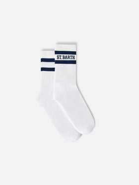 Calcetines deportivos de algodón blanco con lettering St. Barth 