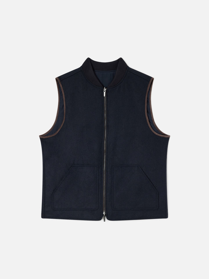 Gilet Spencer blu navy reversibile in misto lana