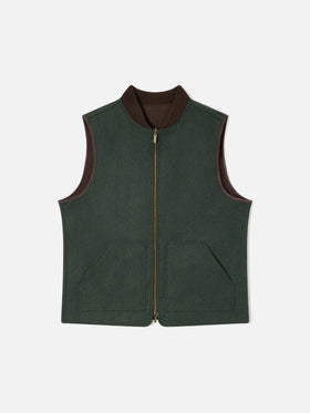 Military green Spencer wool blend reversible vest