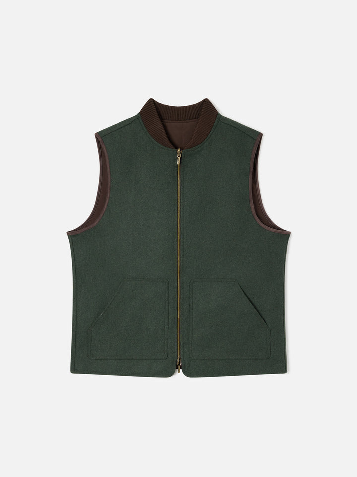 Gilet Spencer verde militare reversibile in misto lana