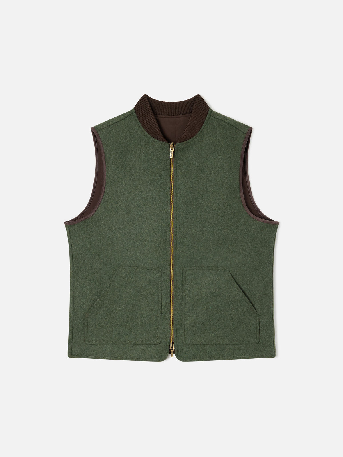 Chaleco reversible Spencer de mezcla de lana verde militar 