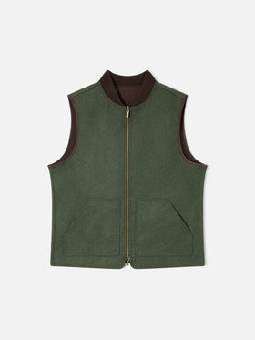 Chaleco reversible Spencer de mezcla de lana verde militar 