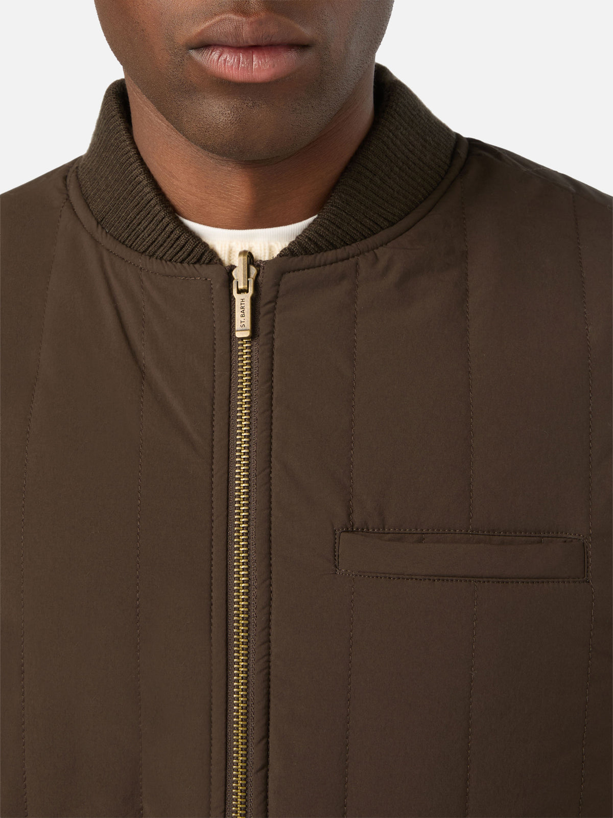 Chaleco reversible Spencer de mezcla de lana verde militar 