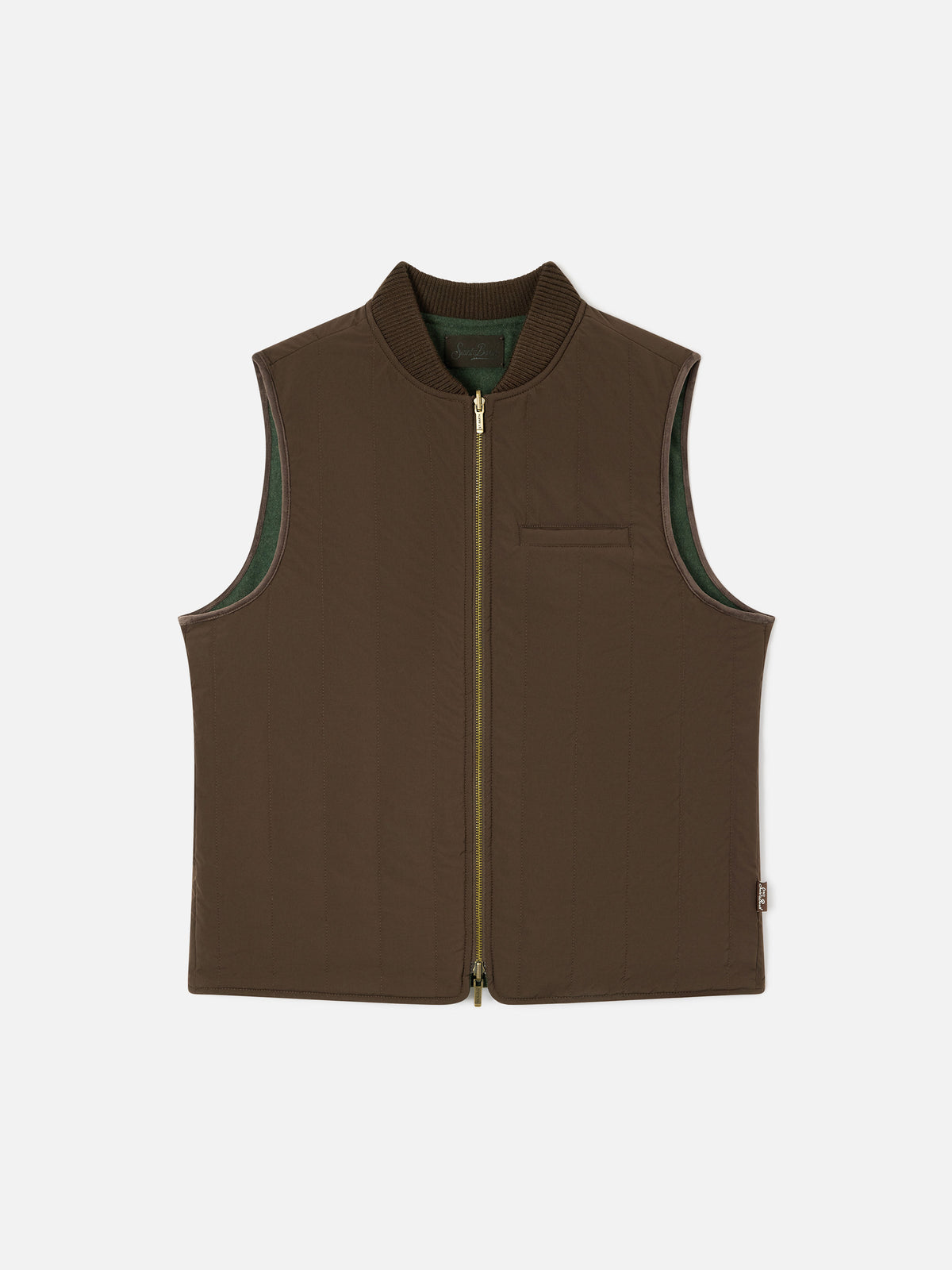 Chaleco reversible Spencer de mezcla de lana verde militar 