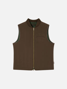 Chaleco reversible Spencer de mezcla de lana verde militar 