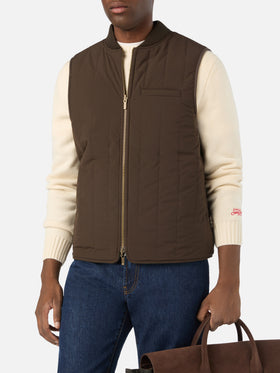 Chaleco reversible Spencer de mezcla de lana verde militar 