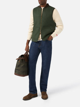 Chaleco reversible Spencer de mezcla de lana verde militar 