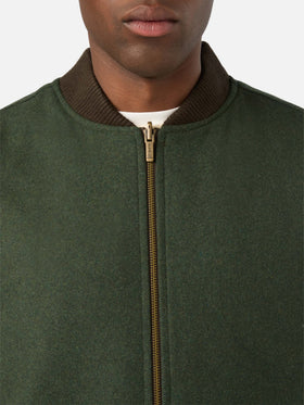 Chaleco reversible Spencer de mezcla de lana verde militar 