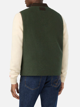 Chaleco reversible Spencer de mezcla de lana verde militar 