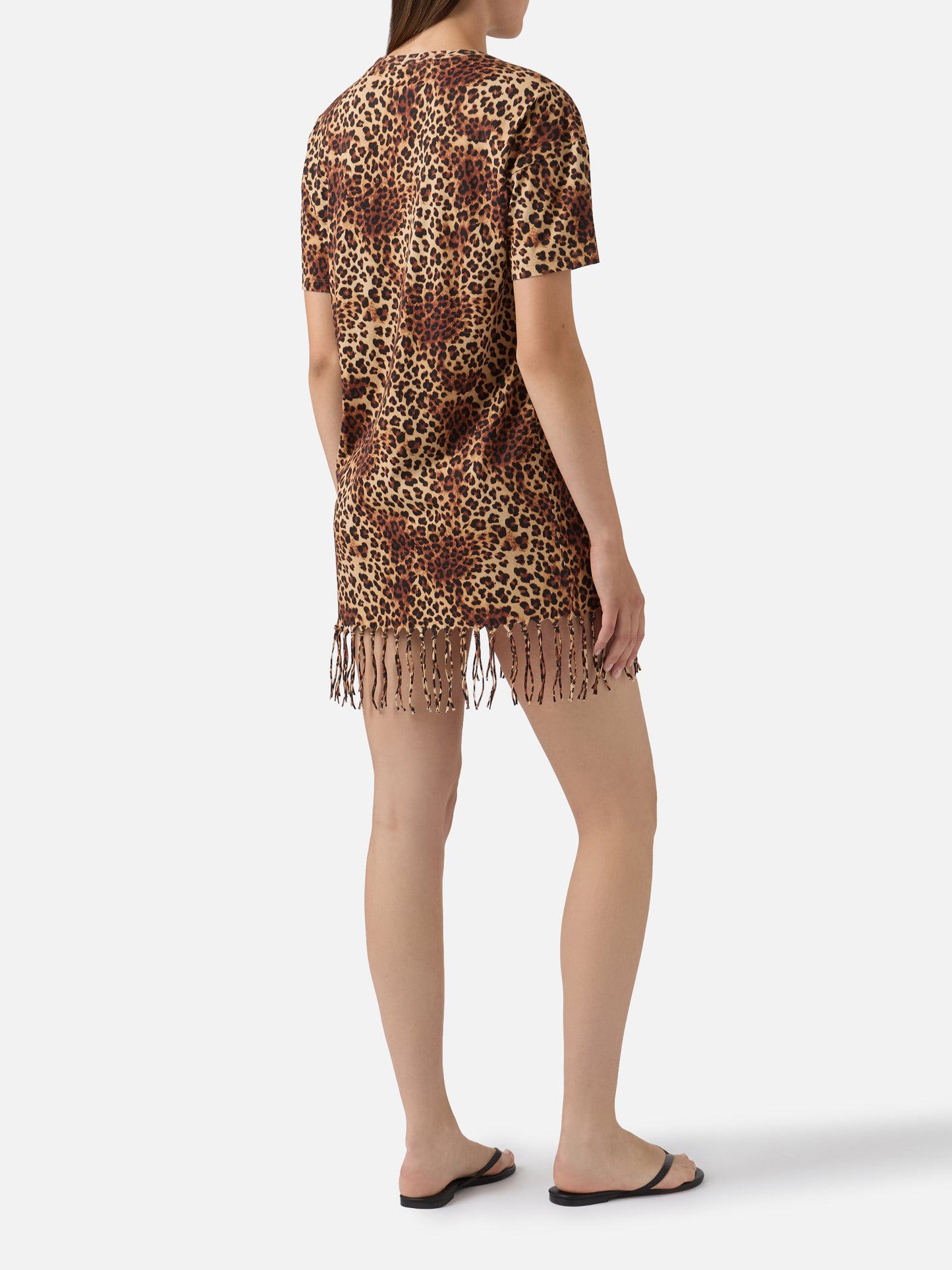 Midi Sereia dress with all-over leopard print