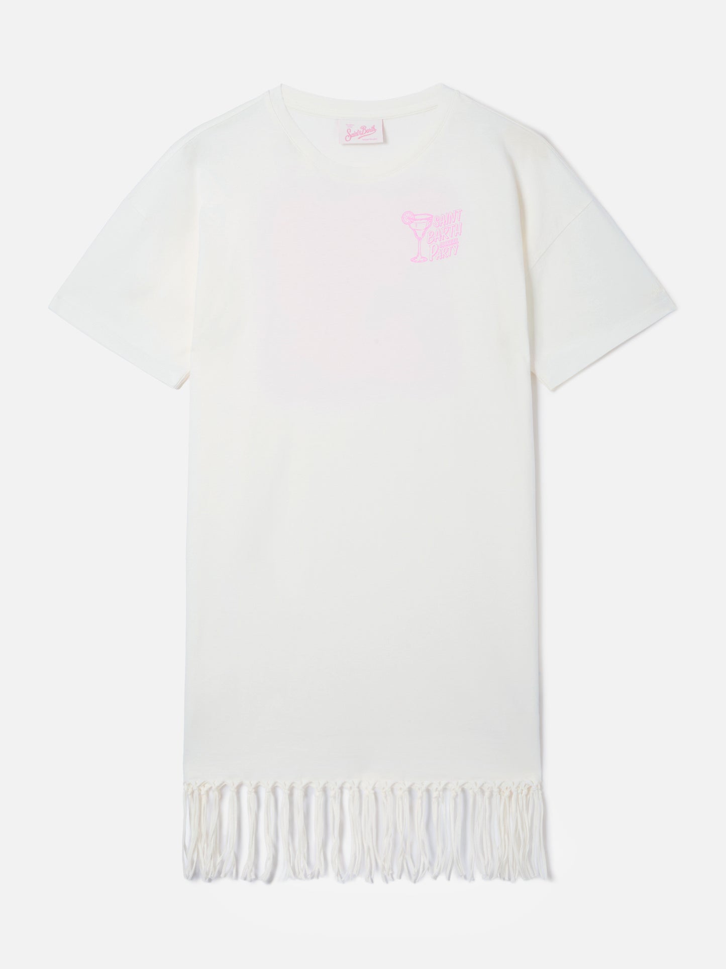 Midi Sereia dress in white with St. Barth Cocktail Party print