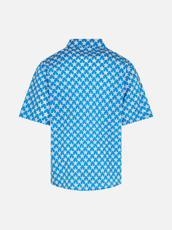 Blue Boy muslin cotton shirt Sharouk with seastar print