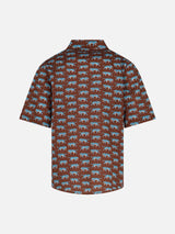 Brown Boy muslin cotton shirt Sharouk with tiger print