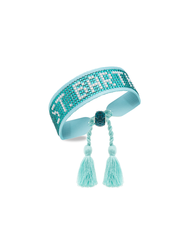 Water green rhinestones bracelet with St. Barth lettering - MC2 Saint Barth