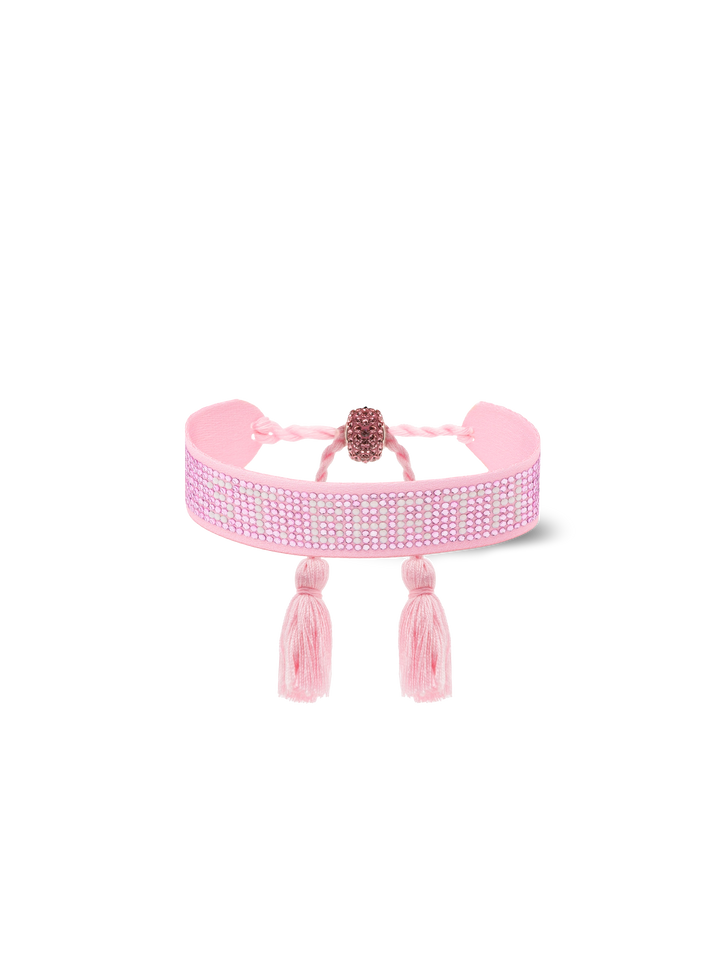 Pink rhinestones bracelet with St. Barth lettering - MC2 Saint Barth