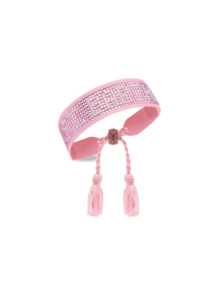 Pink rhinestones bracelet with St. Barth lettering - MC2 Saint Barth