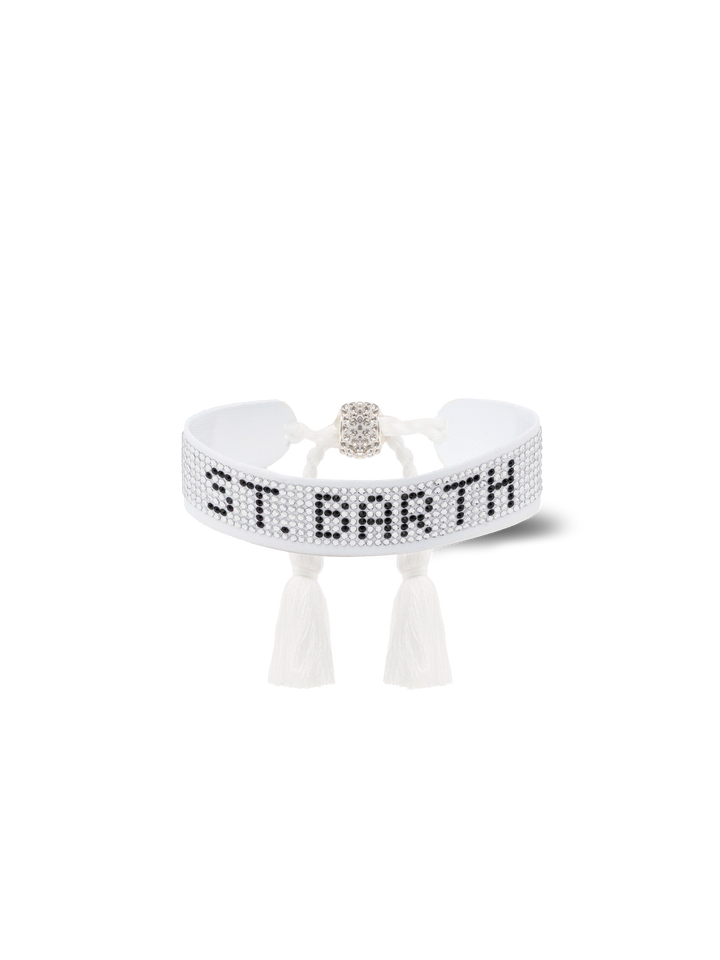 White rhinestones bracelet with St. Barth lettering - MC2 Saint Barth