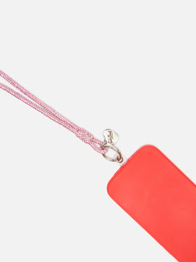 Lanière de téléphone Fuchsia Strass Charm avec logo charm 