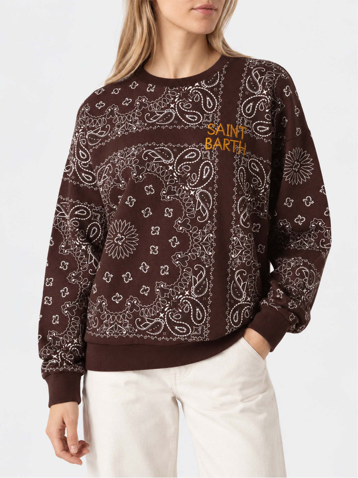 Sudadera de algodón Brown Stardust con estampado bandana 