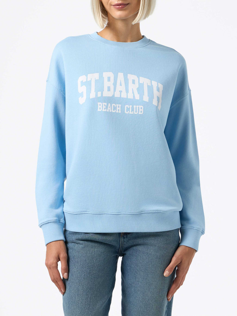 Felpa Stardust azzurra con stampa "St Barth beach club"