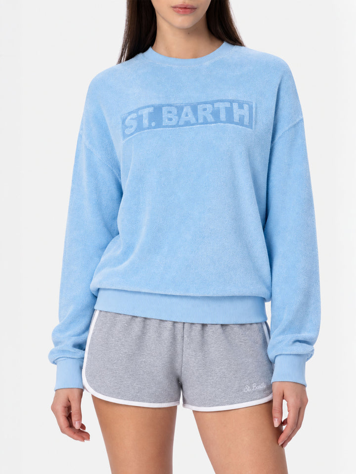 Woman light blue terry cotton Stardust sweatshirt
