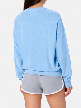 Sudadera Stardust de mujer en rizo de algodón azul claro 